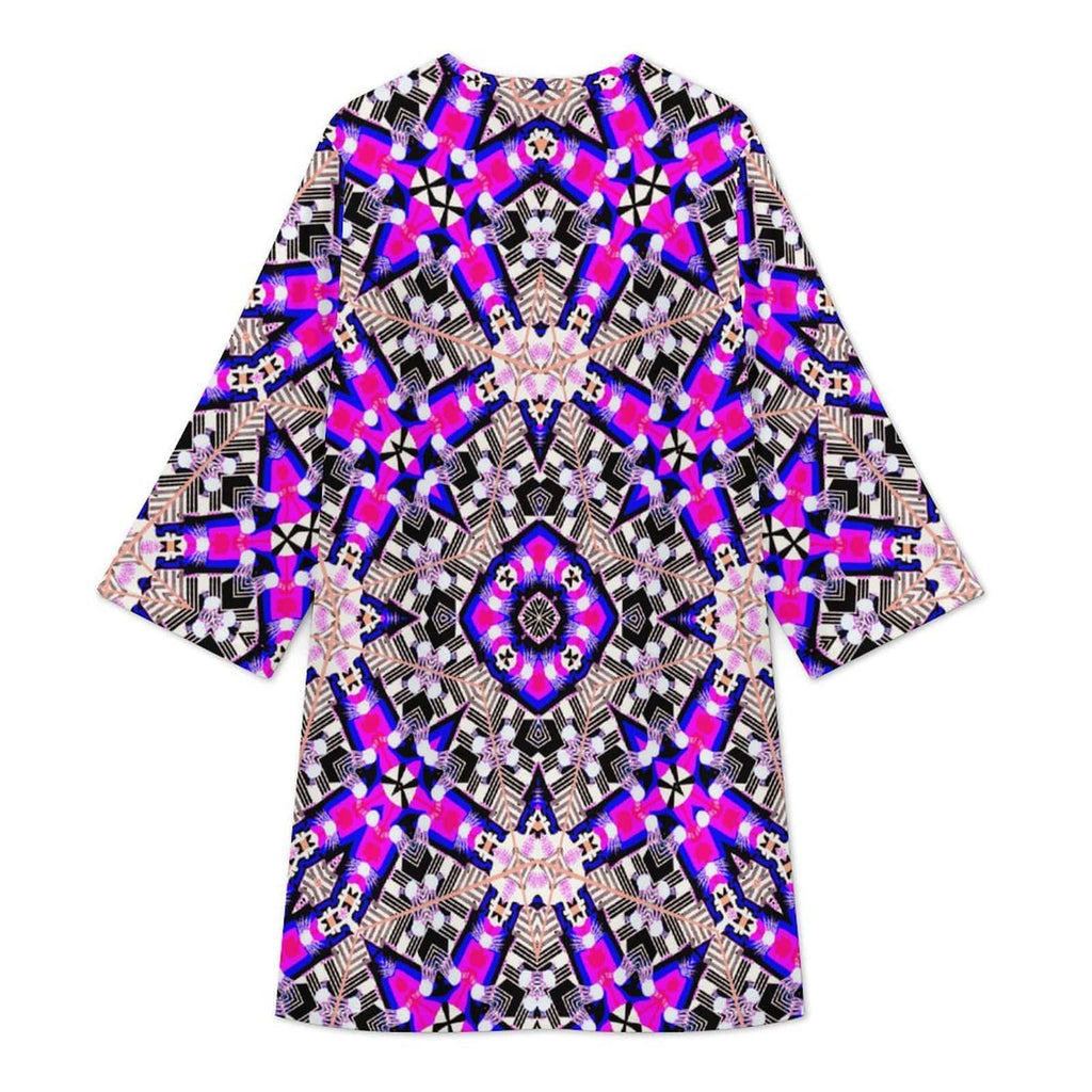 Vibrant Apparel New Zealand Custom Product Purple Magenta V-Neck Shift Dress with 3/4 Sleeves – Vibrant Apparel NZ