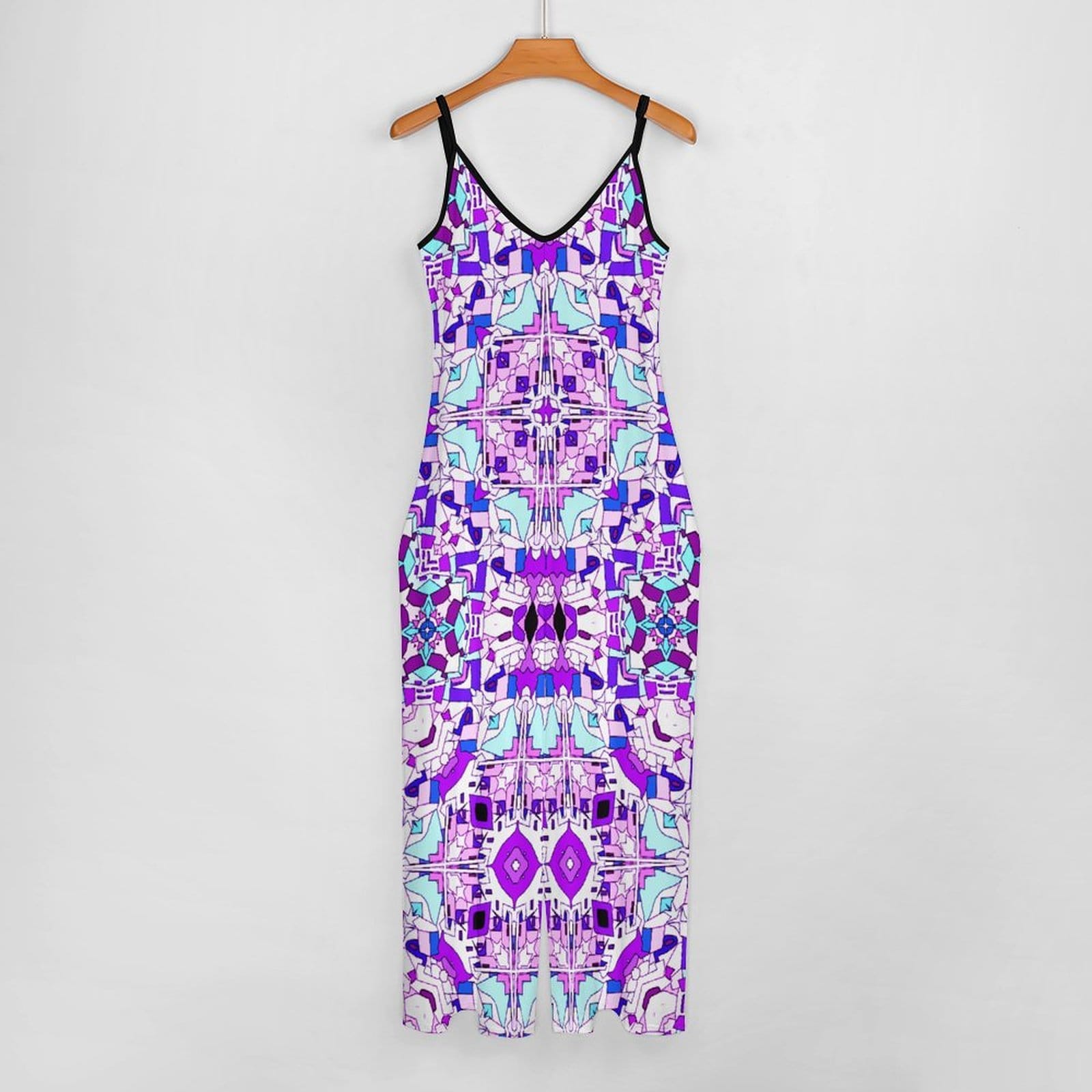 Artsadd Abstract Purple Pink Geometric Wide-Leg Jumpsuit