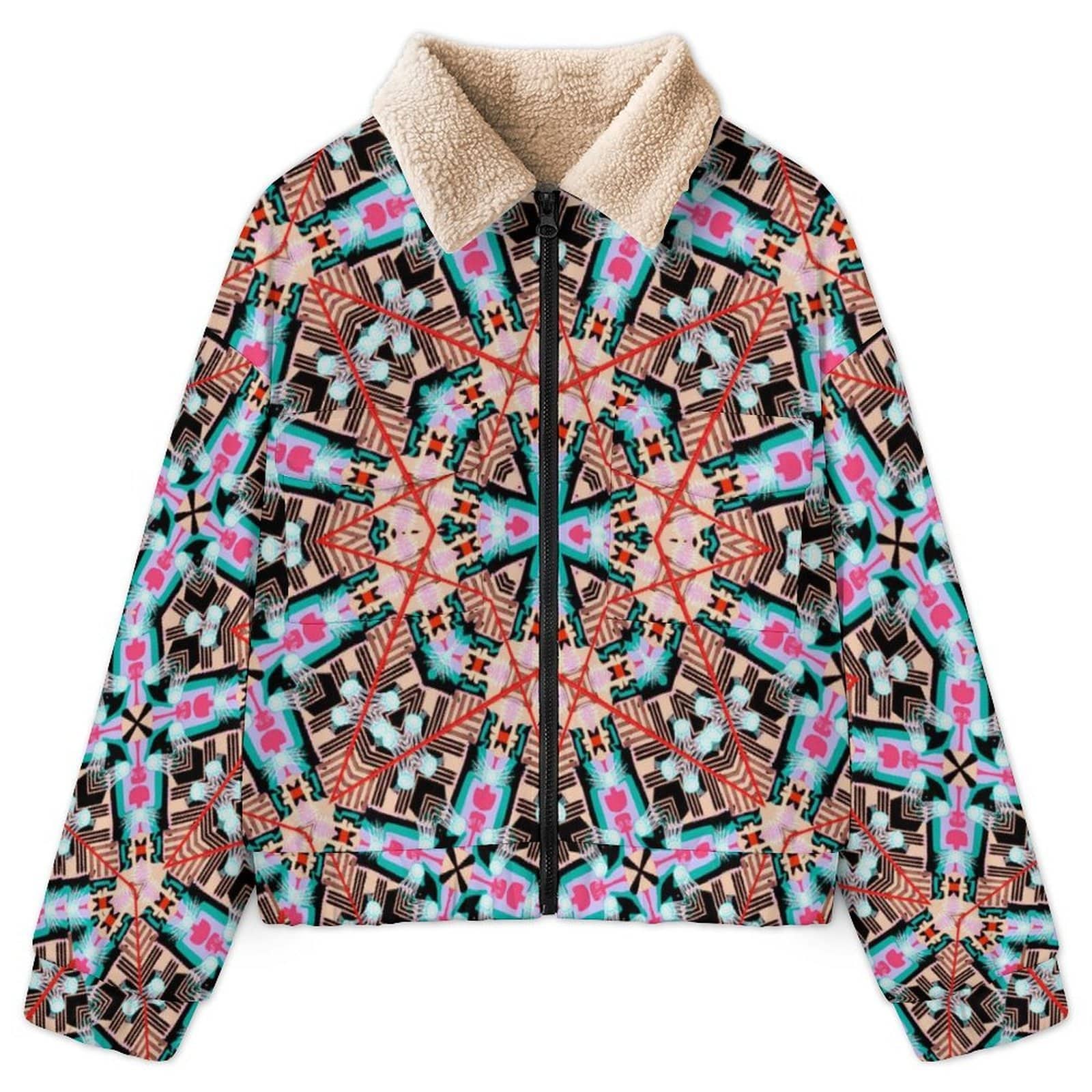 Artsadd Aztec Kaleidoscope Pocket Fleece Jacket | Vibrant Apparel NZ