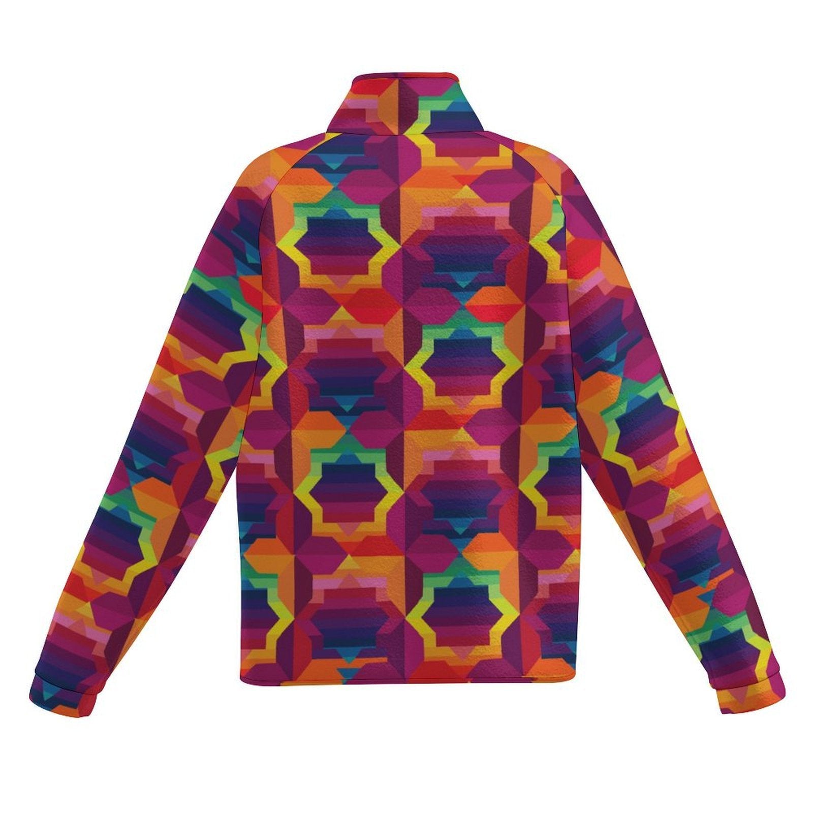 Women's Retro Kaleidoscope Geometric Sherpa Fleece Jacket