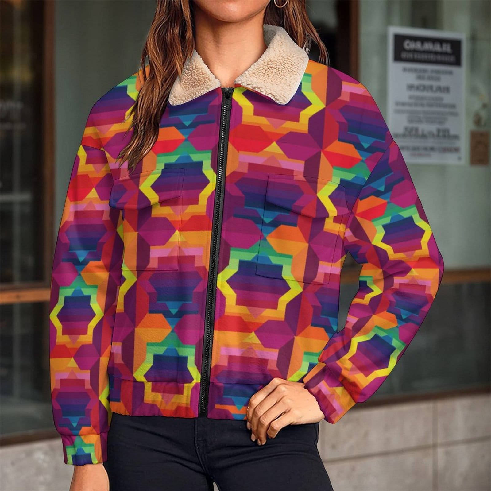Artsadd Moroccan Multicolor Pocket Fleece Jacket | Vibrant Apparel NZ