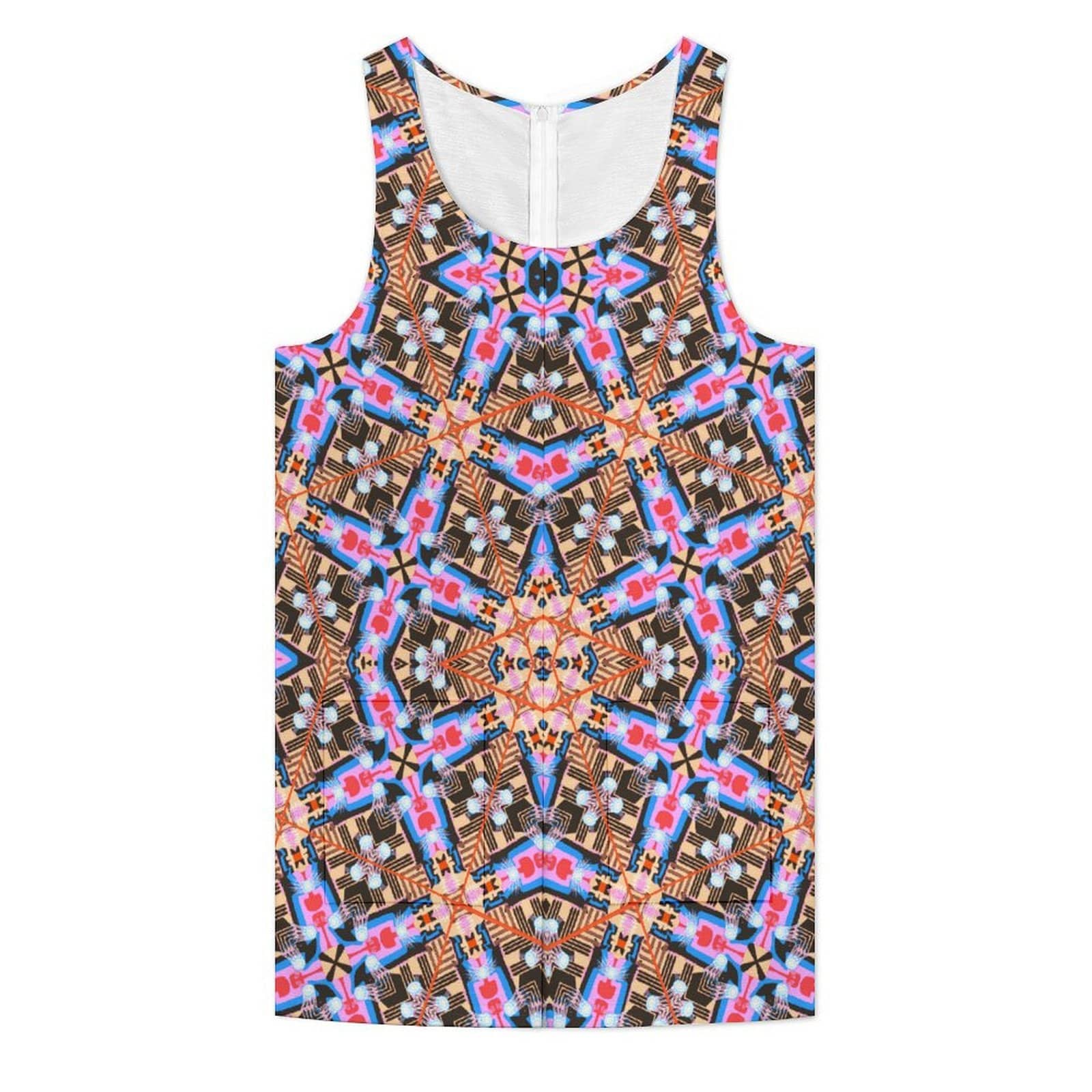 Artsadd Earthly Geometric Ley Lines Print Sleeveless Romper
