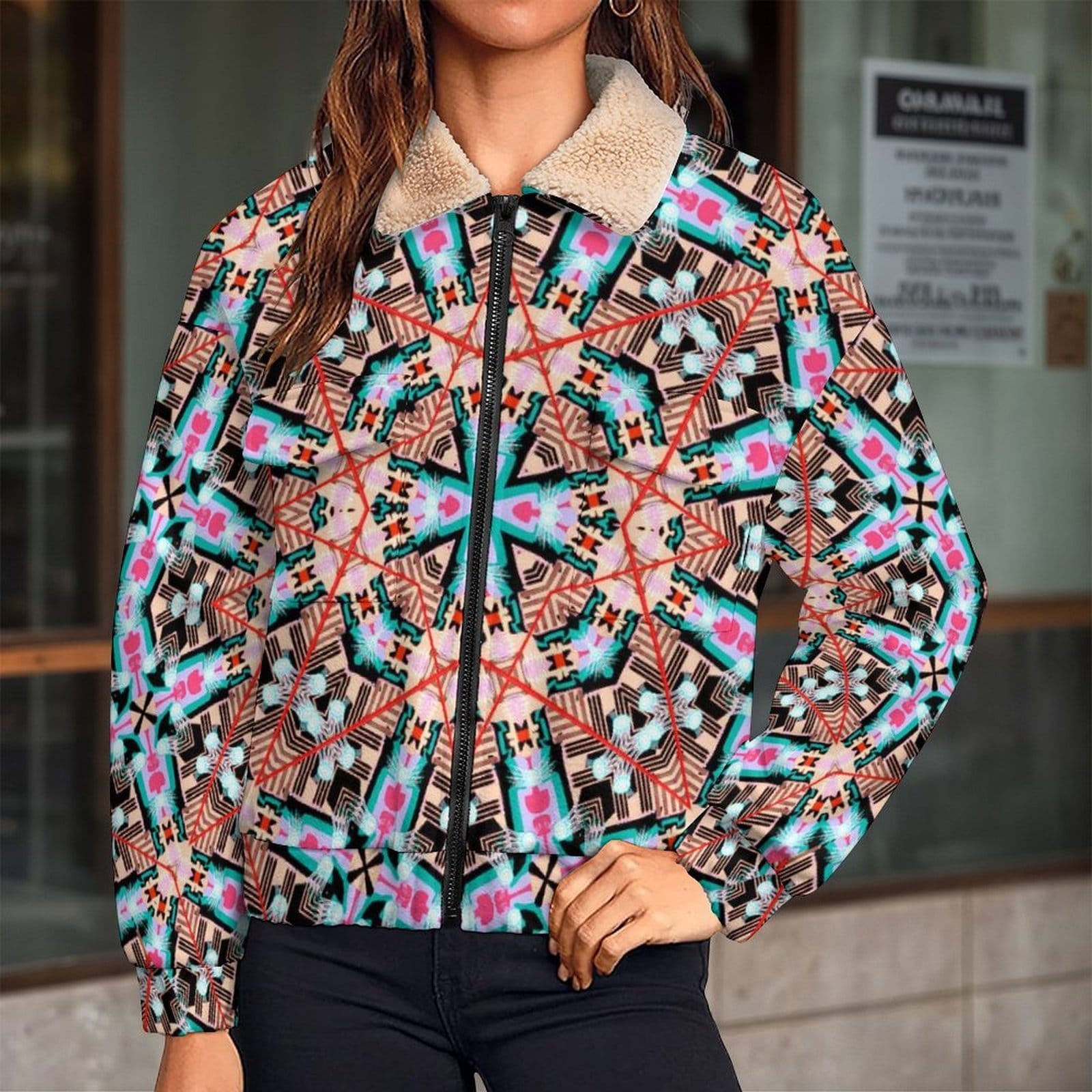 Artsadd Aztec Kaleidoscope Pocket Fleece Jacket | Vibrant Apparel NZ