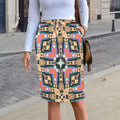 Vibrant Apparel New Zealand Custom Product S Burnt Orange Bohemian Geometric Skirt