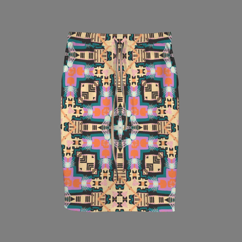 Vibrant Apparel New Zealand Custom Product Burnt Orange Bohemian Geometric Skirt