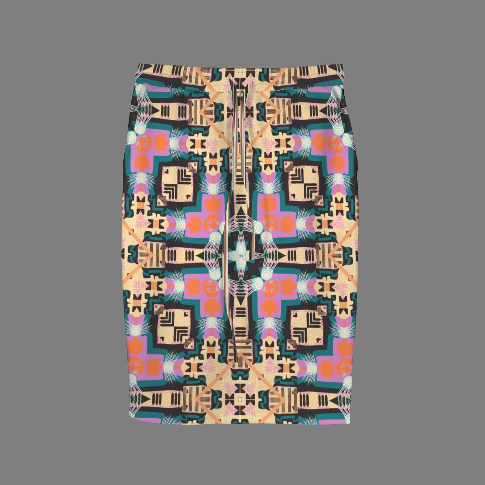 Vibrant Apparel New Zealand Custom Product Burnt Orange Bohemian Geometric Skirt