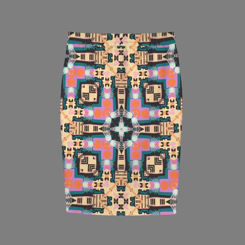 Vibrant Apparel New Zealand Custom Product Burnt Orange Bohemian Geometric Skirt