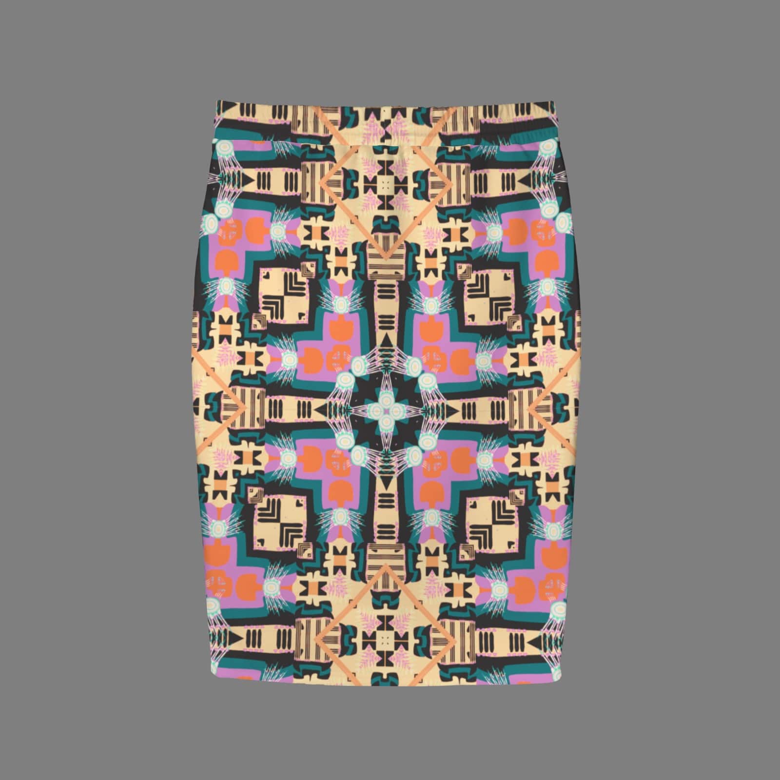 Vibrant Apparel New Zealand Custom Product Burnt Orange Bohemian Geometric Skirt
