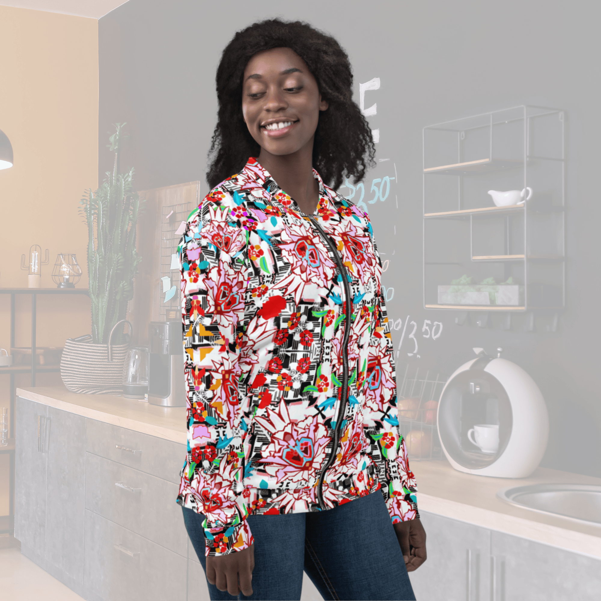 Vibrant Apparel New Zealand CUT-SEW Floral Maze Bomber Jacket | Vibrant Apparel NZ