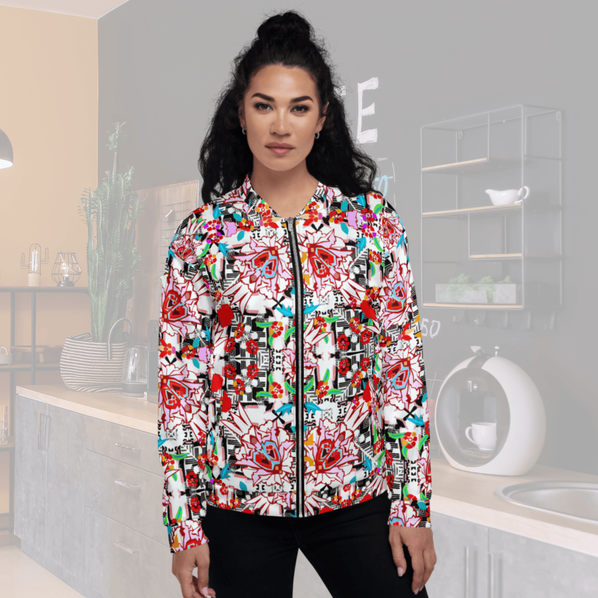 Vibrant Apparel New Zealand CUT-SEW Floral Maze Bomber Jacket | Vibrant Apparel NZ