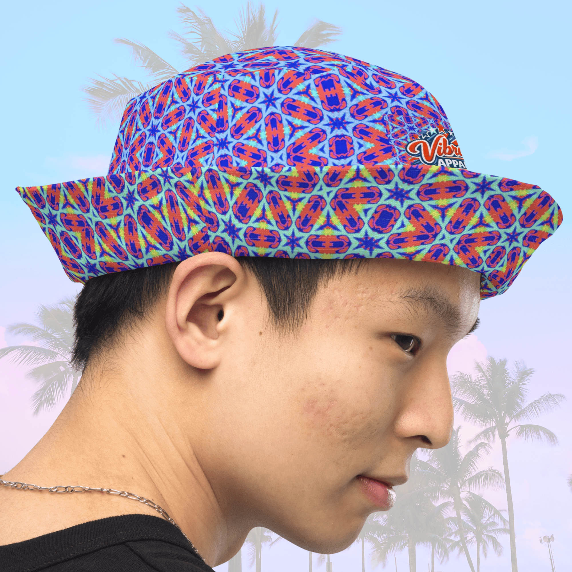 Vibrant Apparel New Zealand Hat Reversible Electric Star Geometric Bucket Hat –  – 2-in-1 Vibrant Streetwear