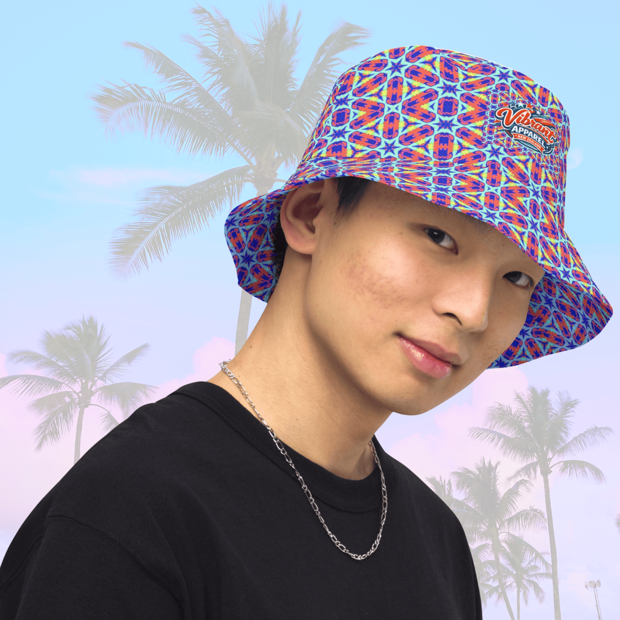 Vibrant Apparel New Zealand Hat Reversible Electric Star Geometric Bucket Hat –  – 2-in-1 Vibrant Streetwear
