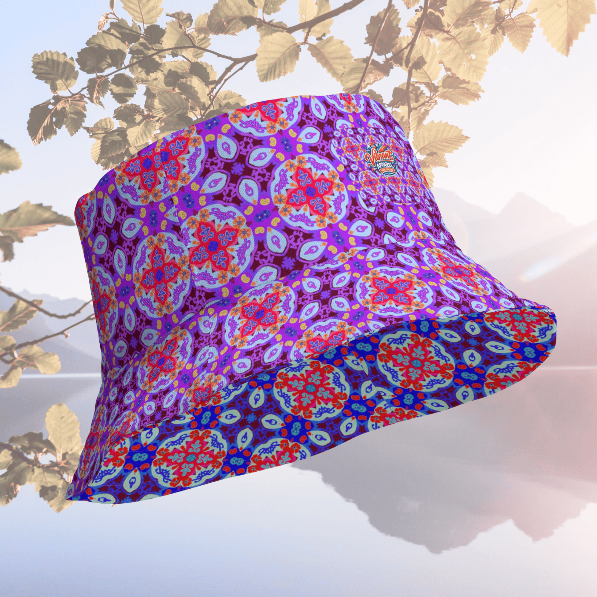 Vibrant Apparel New Zealand Hat Reversible Kaleidoscopic Mandala Bucket Hat – 2-in-1 Vibrant Streetwear