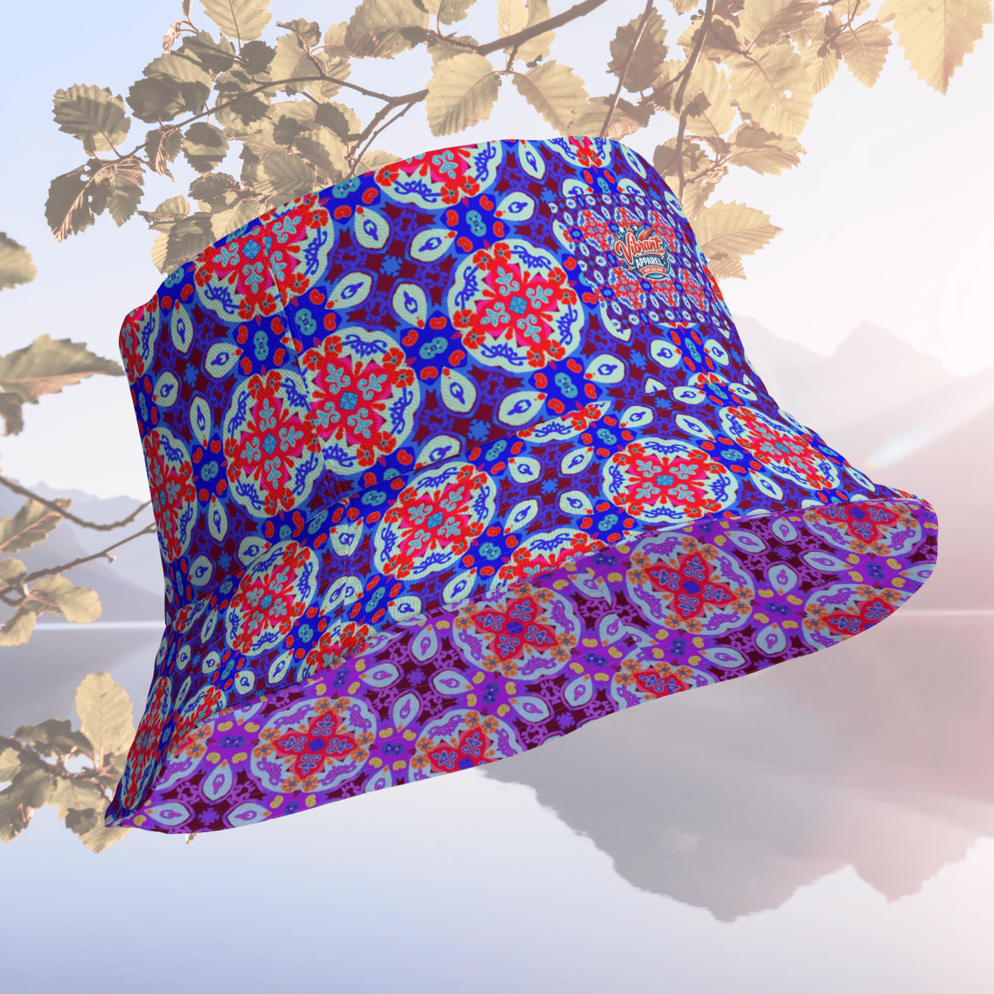 Vibrant Apparel New Zealand Hat Reversible Kaleidoscopic Mandala Bucket Hat – 2-in-1 Vibrant Streetwear