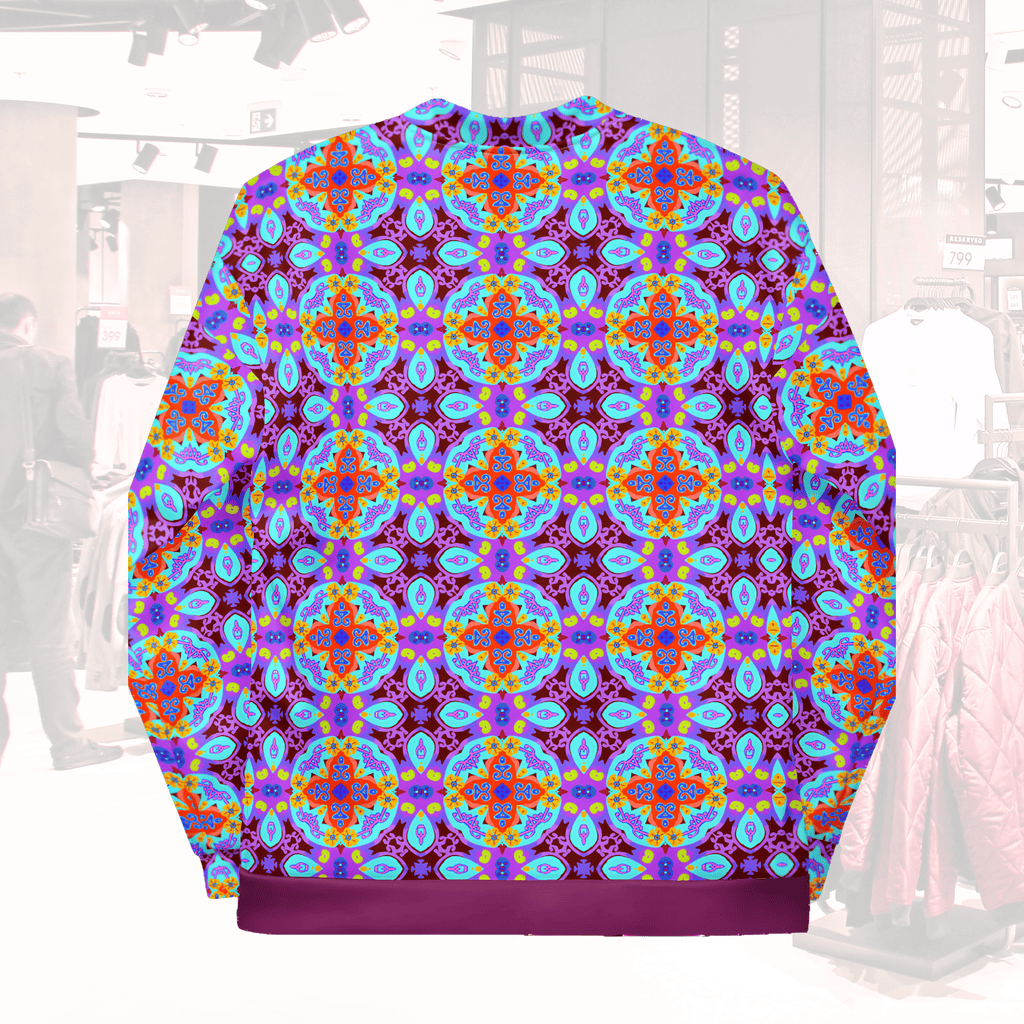 Vibrant Apparel New Zealand Tiled Mandala Unisex Bomber Jacket | Vibrant All-Over Print Fleece
