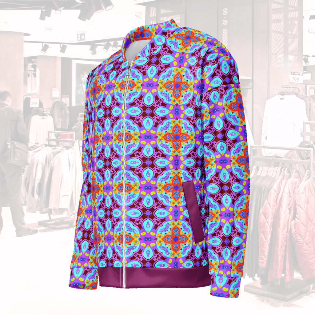 Vibrant Apparel New Zealand Tiled Mandala Unisex Bomber Jacket | Vibrant All-Over Print Fleece
