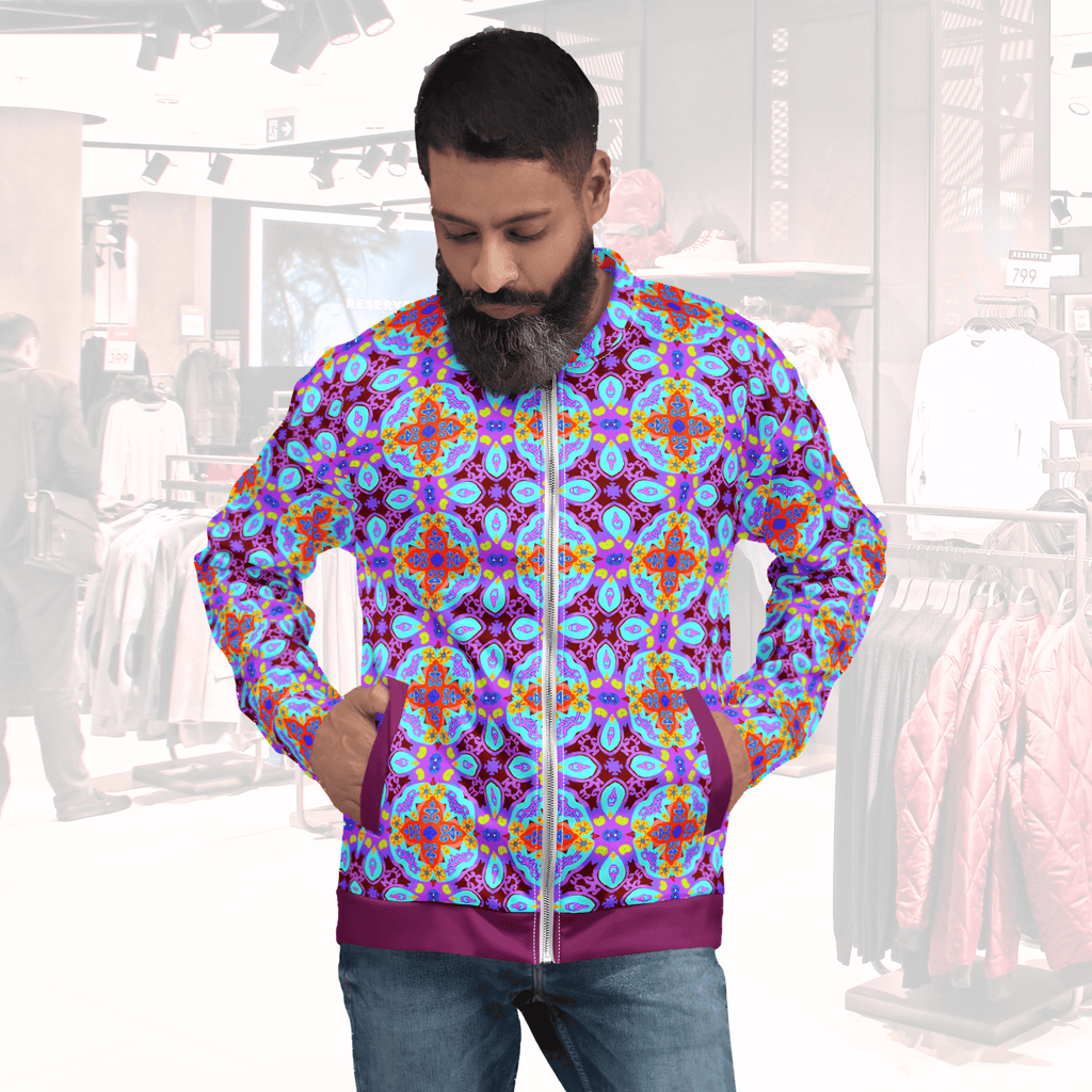 Vibrant Apparel New Zealand Tiled Mandala Unisex Bomber Jacket | Vibrant All-Over Print Fleece