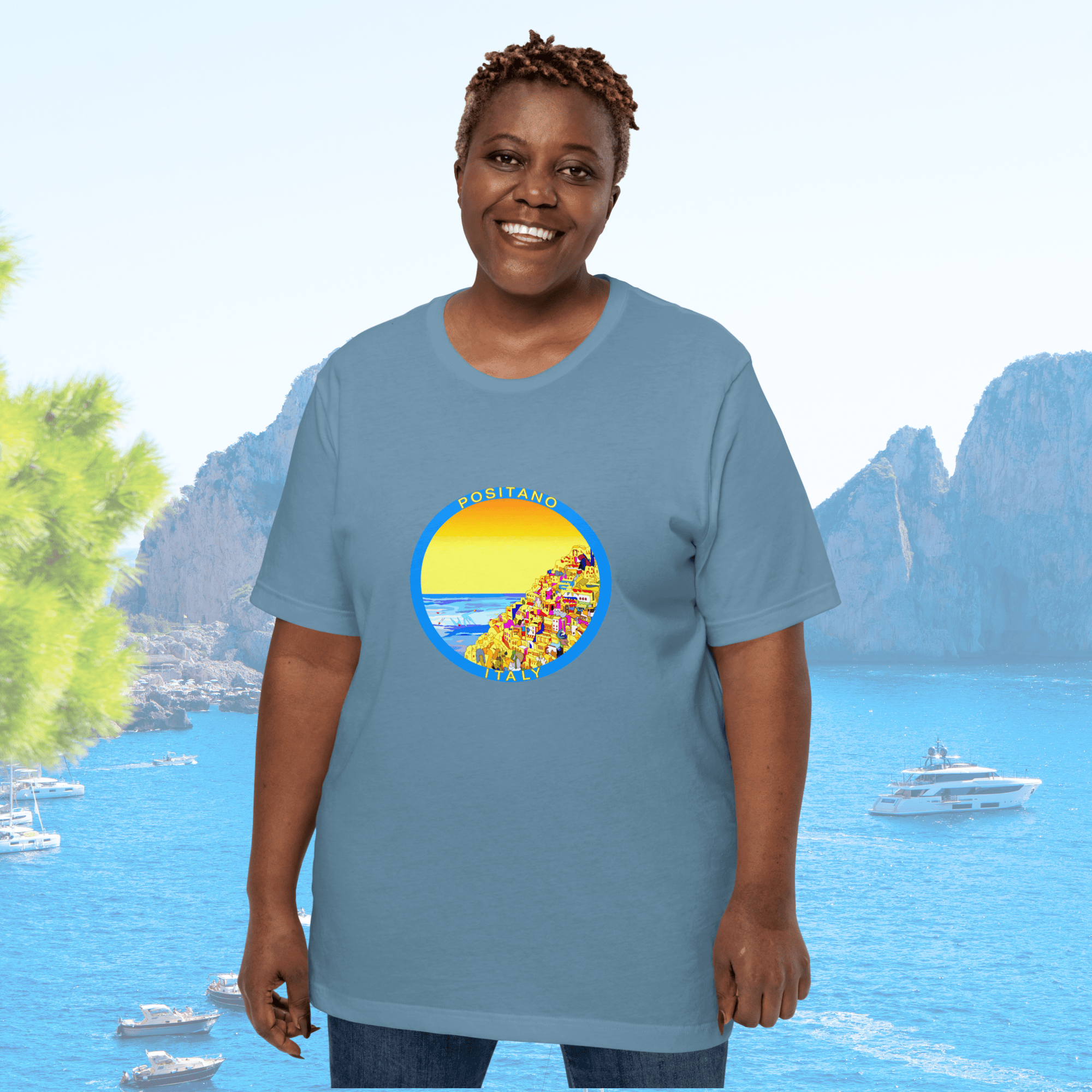 Vibrant Apparel New Zealand T-SHIRT Steel Blue / XS Positano Italy Cotton T-Shirt
