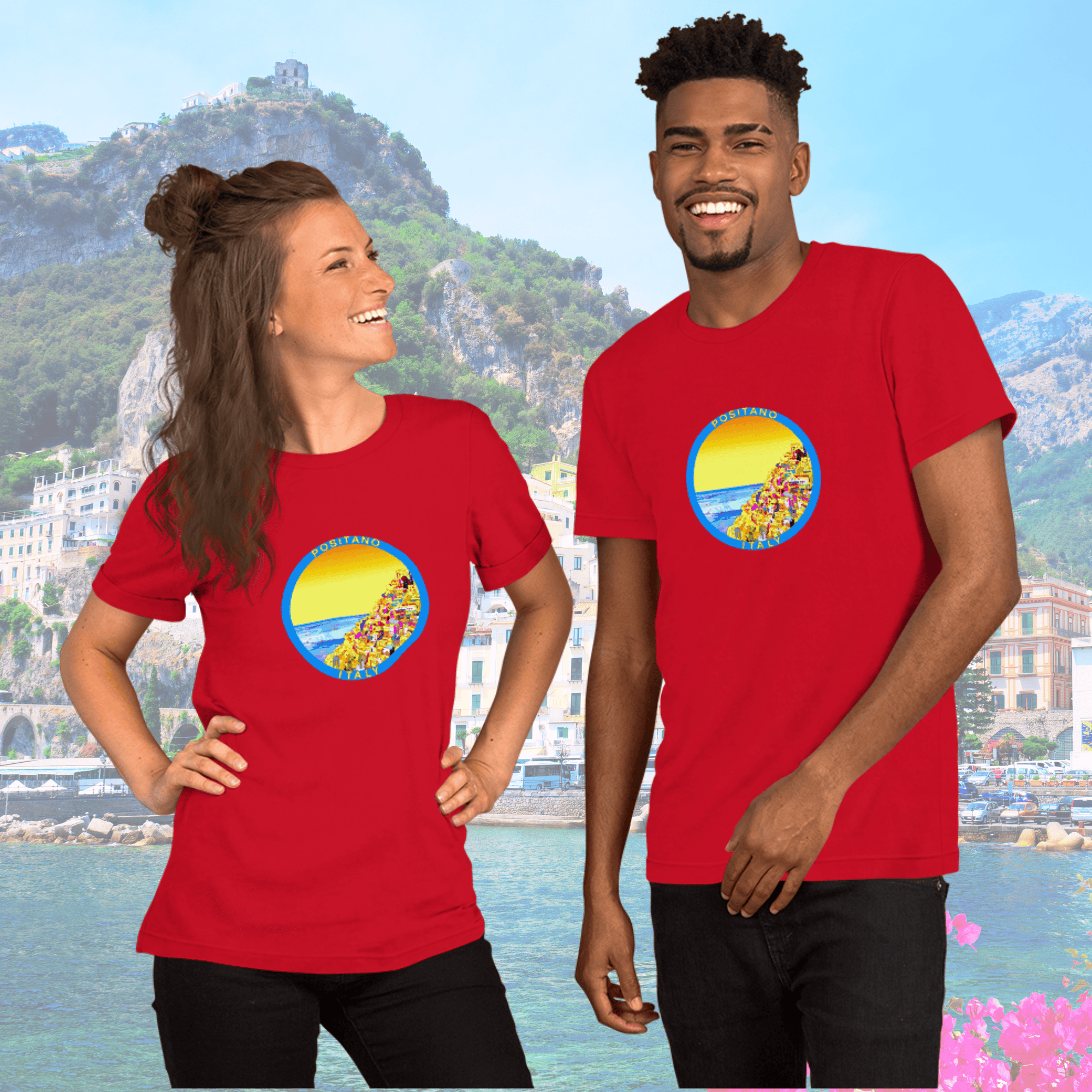 Vibrant Apparel New Zealand T-SHIRT Red / XS Positano Italy Cotton T-Shirt
