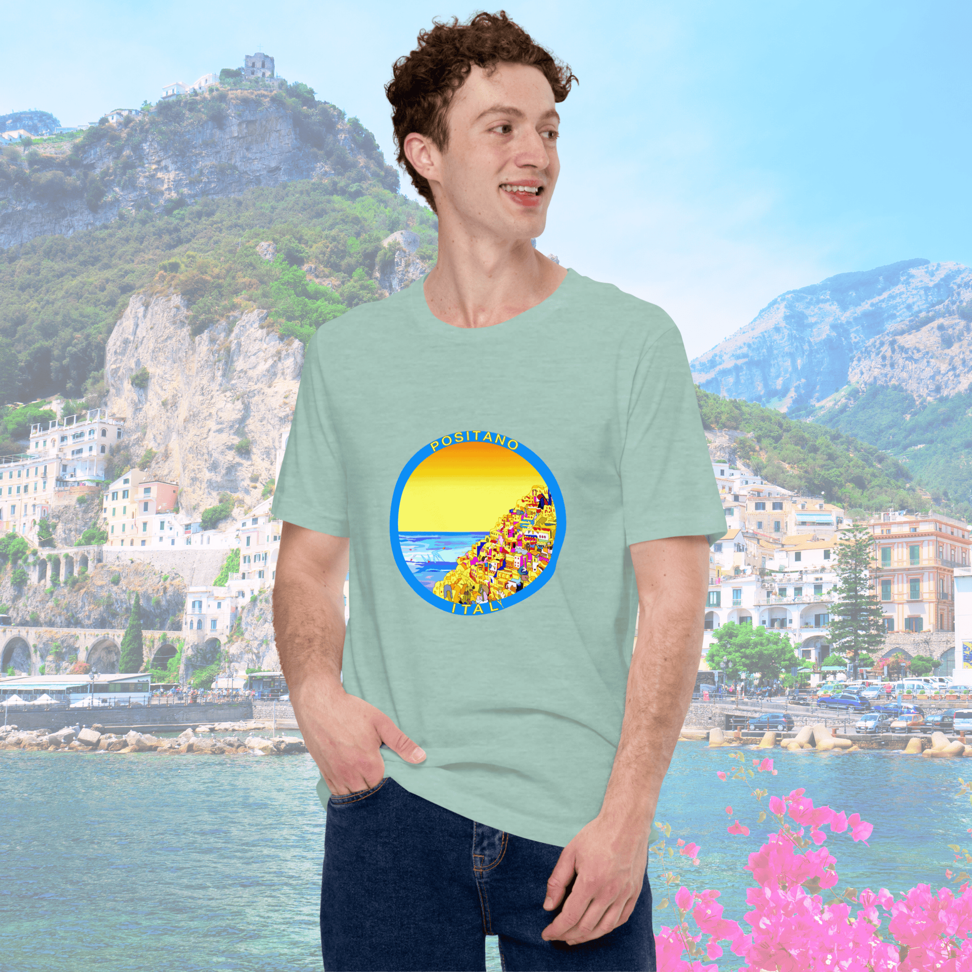 Vibrant Apparel New Zealand T-SHIRT Heather Prism Dusty Blue / XS Positano Italy Cotton T-Shirt