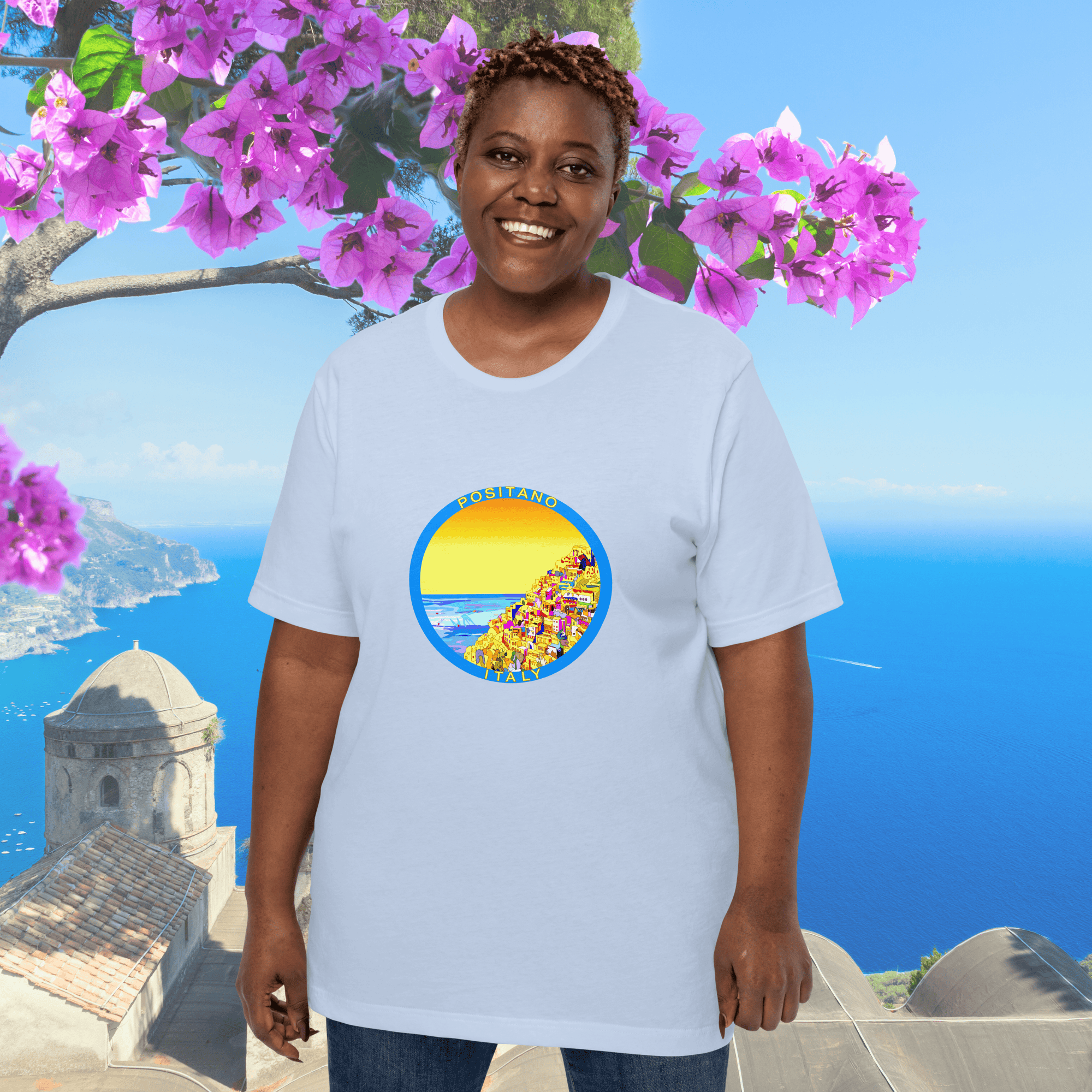 Vibrant Apparel New Zealand T-SHIRT Baby Blue / XS Positano Italy Cotton T-Shirt