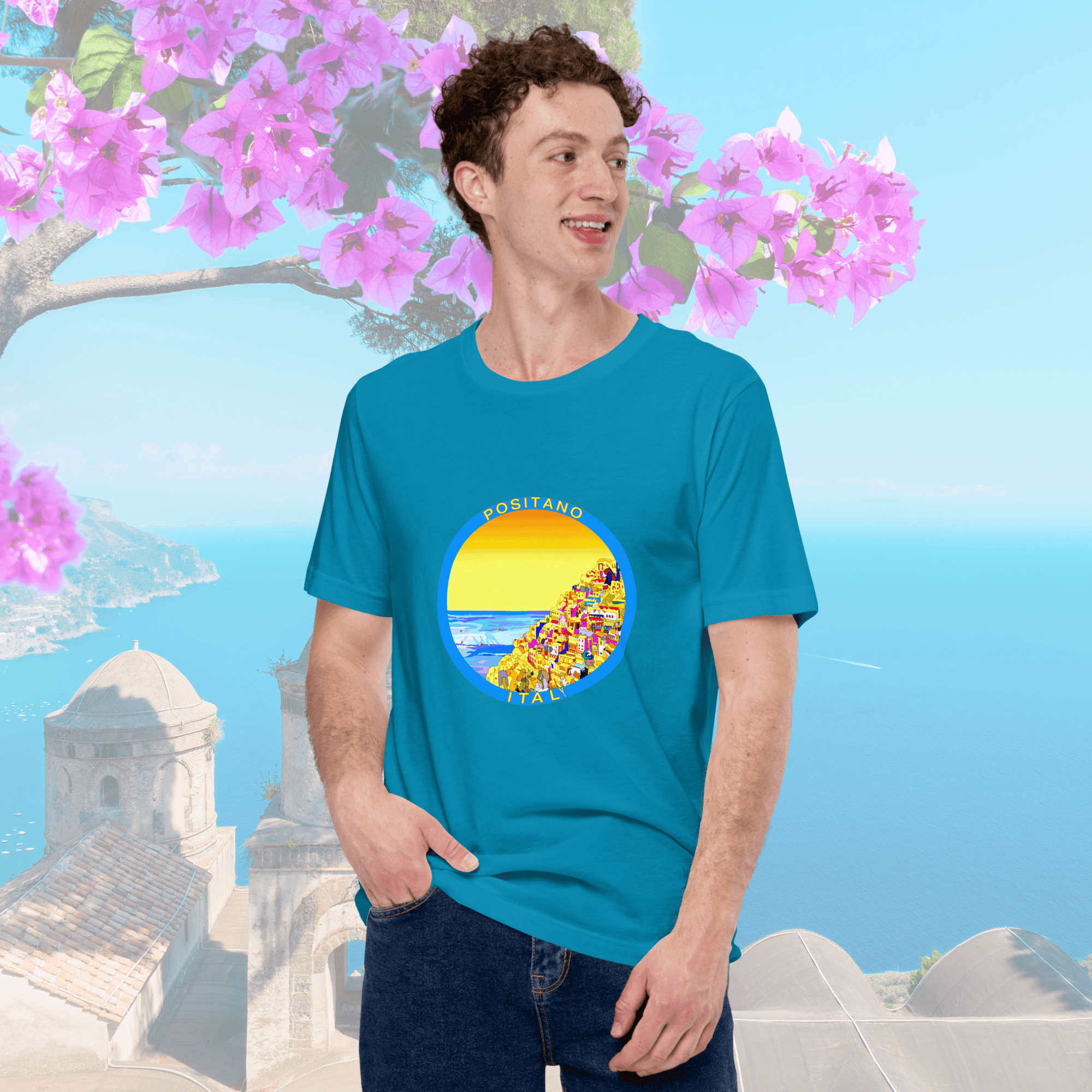 Vibrant Apparel New Zealand T-SHIRT Aqua / S Positano Italy Cotton T-Shirt