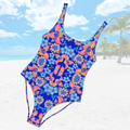 Vibrant Apparel New Zealand CUT-SEW XS Tropical Blue Pink Floral One-Piece Swimsuit