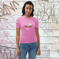 Vibrant Apparel New Zealand T-SHIRT XS Pink Butterfly Heart Women’s Crew Neck T-Shirt | Soft Stretch All-Over Print Tee