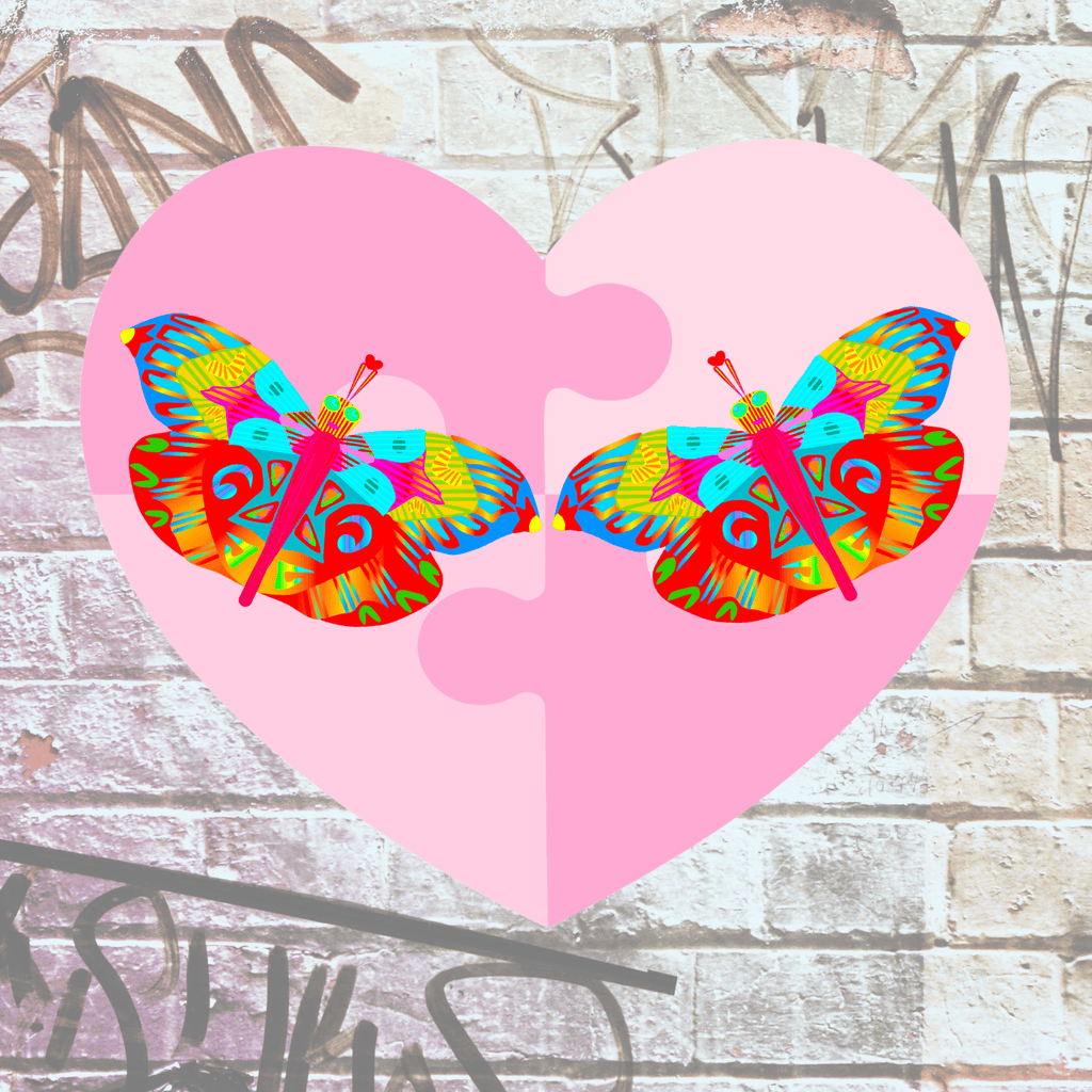 Vibrant Apparel New Zealand T-SHIRT Pink Butterfly Heart Women’s Crew Neck T-Shirt | Soft Stretch All-Over Print Tee