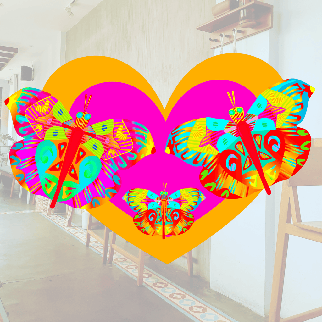 Vibrant Apparel New Zealand T-SHIRT Butterfly Heart Women’s All-Over Print T-Shirt | Pink Graphic Tee