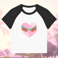 Vibrant Apparel New Zealand T-SHIRT White/Black / S Butterfly Heart Puzzle Micro Rib Raglan Baby Tee