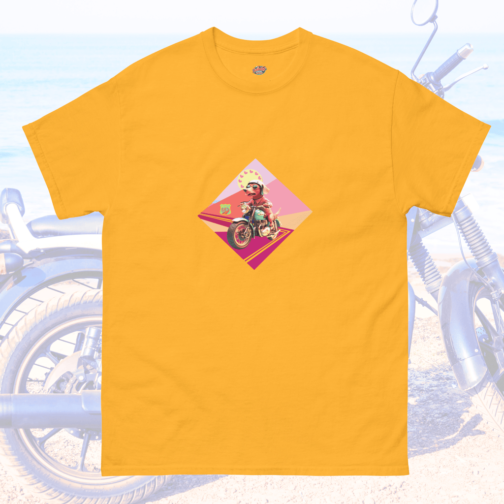 Vibrant Apparel New Zealand T-SHIRT Gold / S Retro Dog Rider Graphic T-Shirt