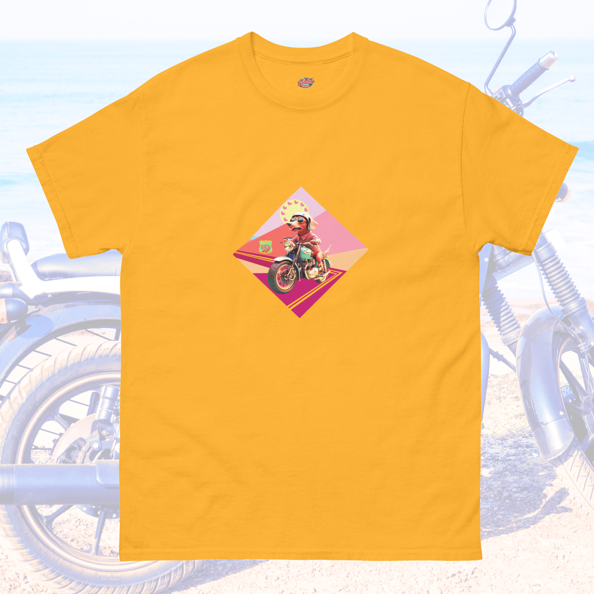 Vibrant Apparel New Zealand T-SHIRT Gold / S Retro Dog Rider Graphic T-Shirt