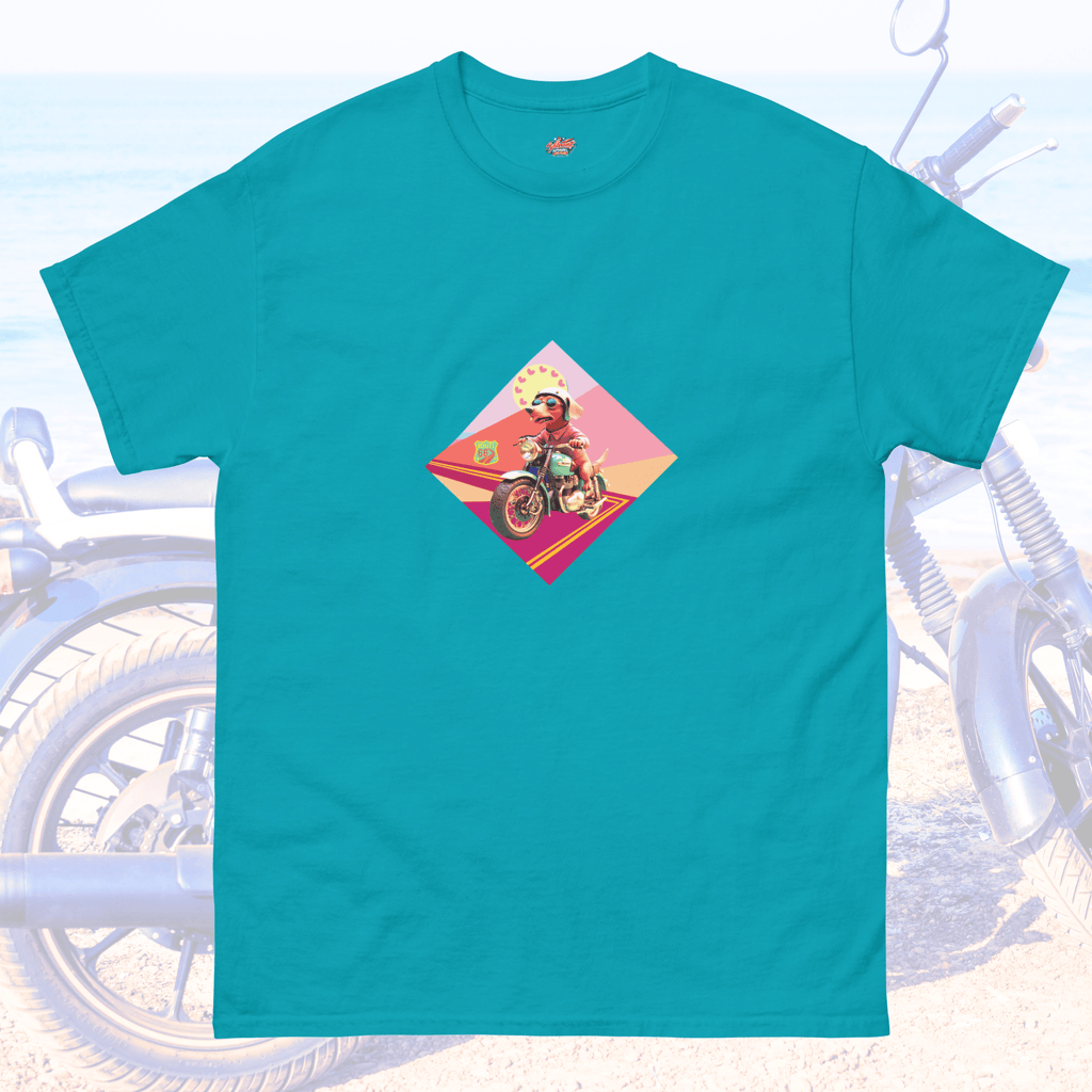 Vibrant Apparel New Zealand T-SHIRT Tropical Blue / S Retro Dog Rider Graphic T-Shirt