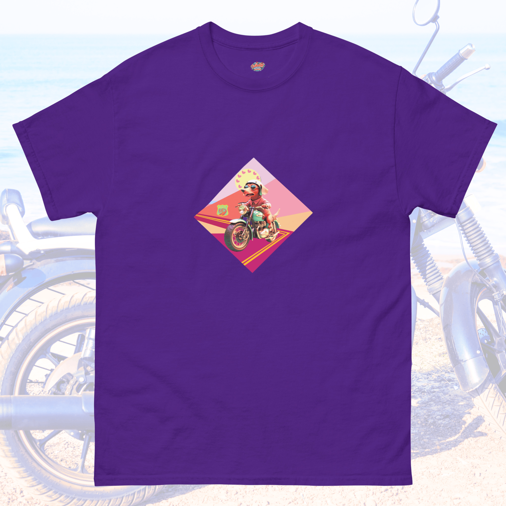 Vibrant Apparel New Zealand T-SHIRT Purple / S Retro Dog Rider Graphic T-Shirt
