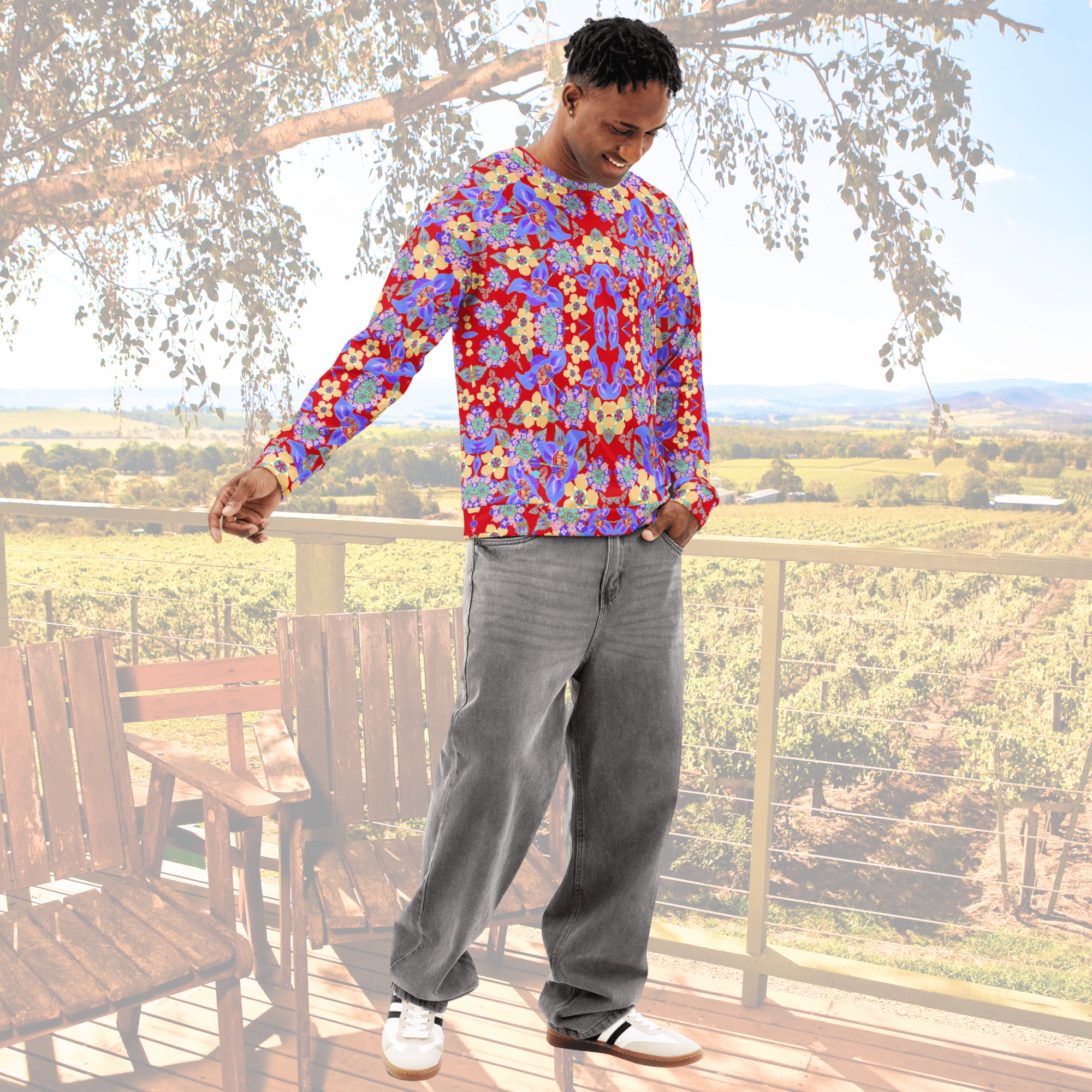 Vibrant Apparel New Zealand All-Over Print Floral Sweatshirt | Unisex Cotton Pullover