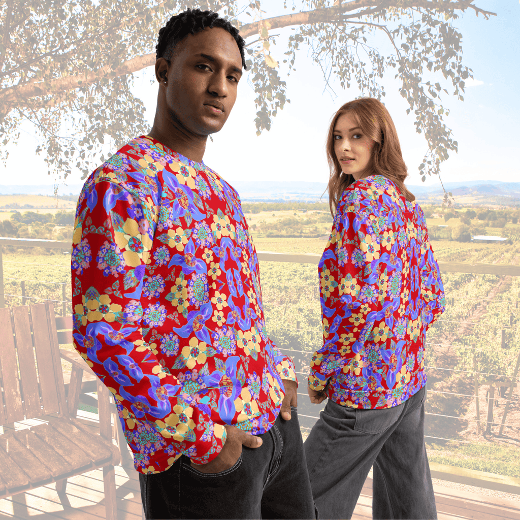 Vibrant Apparel New Zealand All-Over Print Floral Sweatshirt | Unisex Cotton Pullover