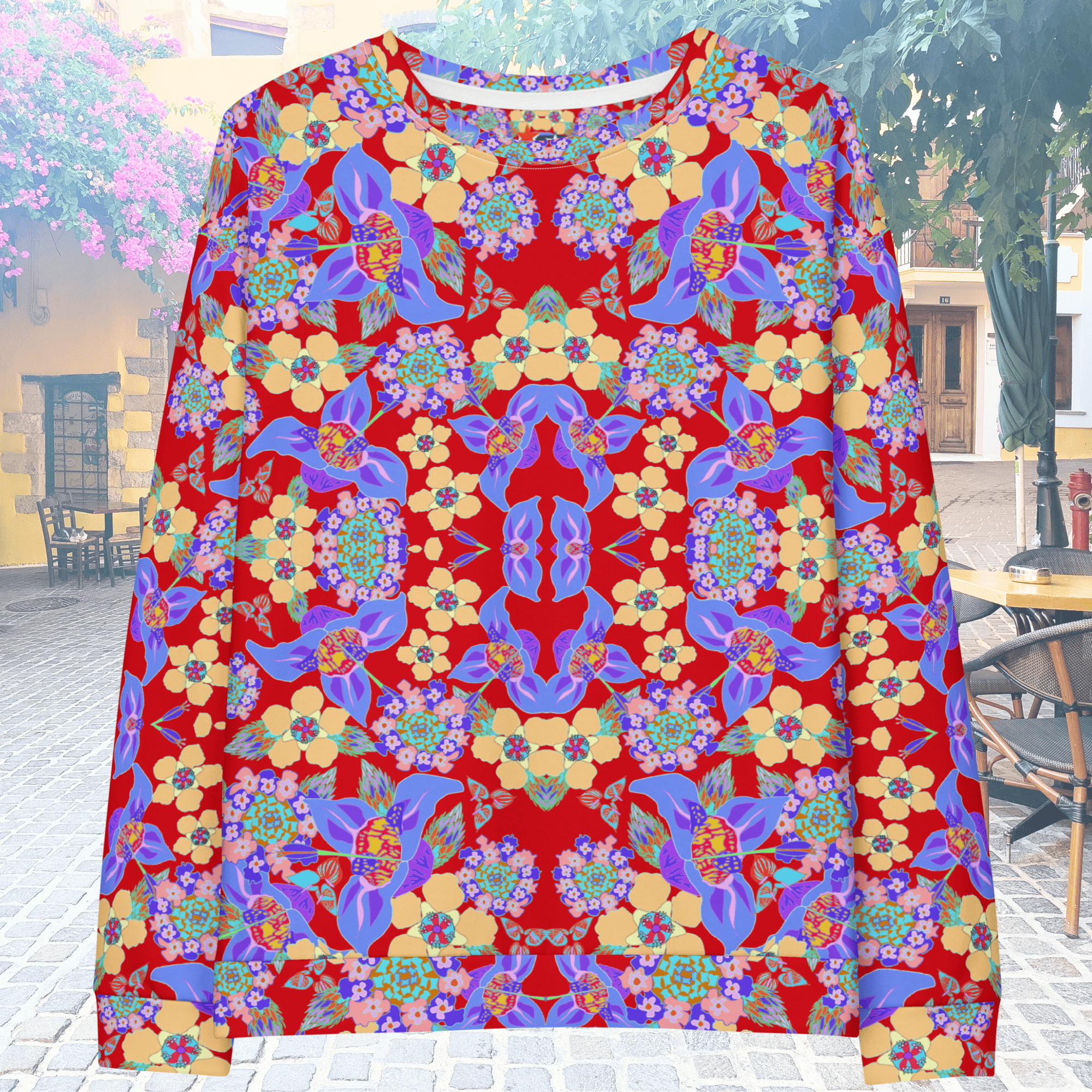 Vibrant Apparel New Zealand 2XS All-Over Print Floral Sweatshirt | Unisex Cotton Pullover