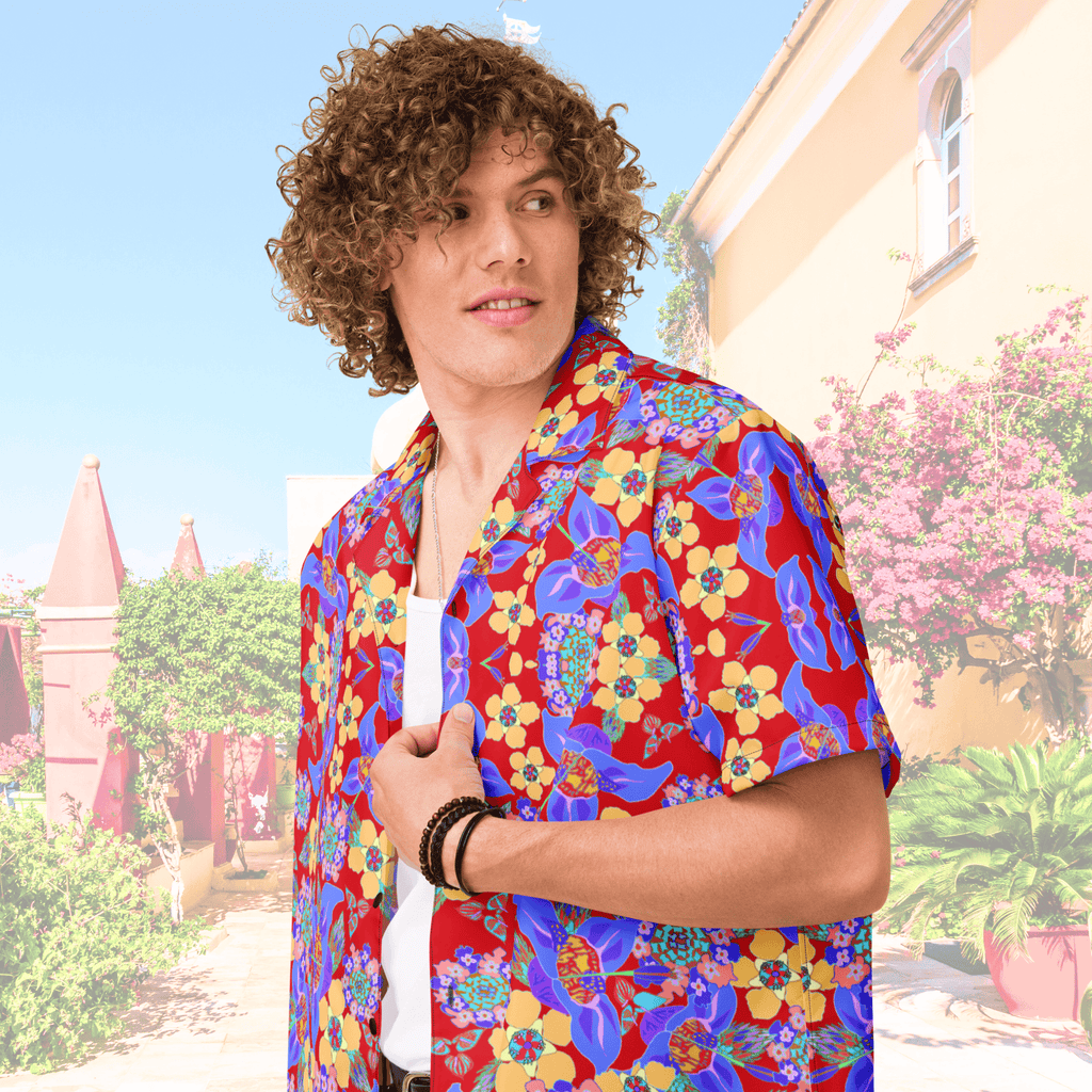 Vibrant Apparel New Zealand CUT-SEW Tropical Floral Oversized Button Shirt – Lightweight Summer Statement Shirt