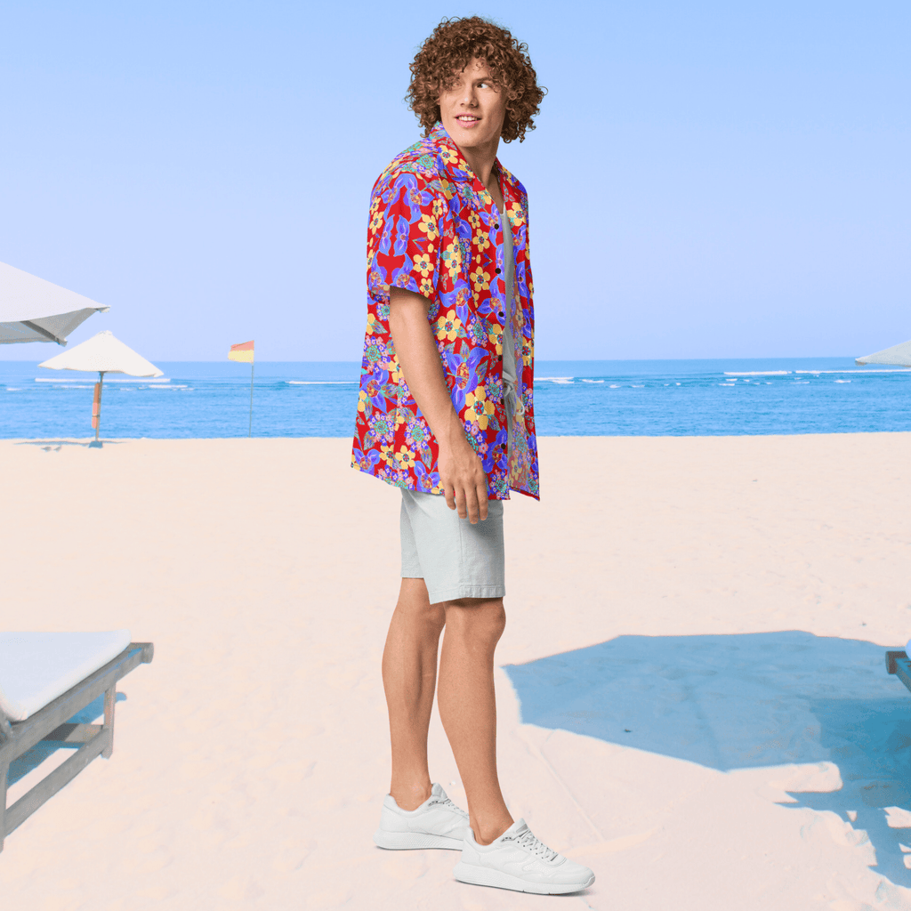 Vibrant Apparel New Zealand CUT-SEW Tropical Floral Oversized Button Shirt – Lightweight Summer Statement Shirt