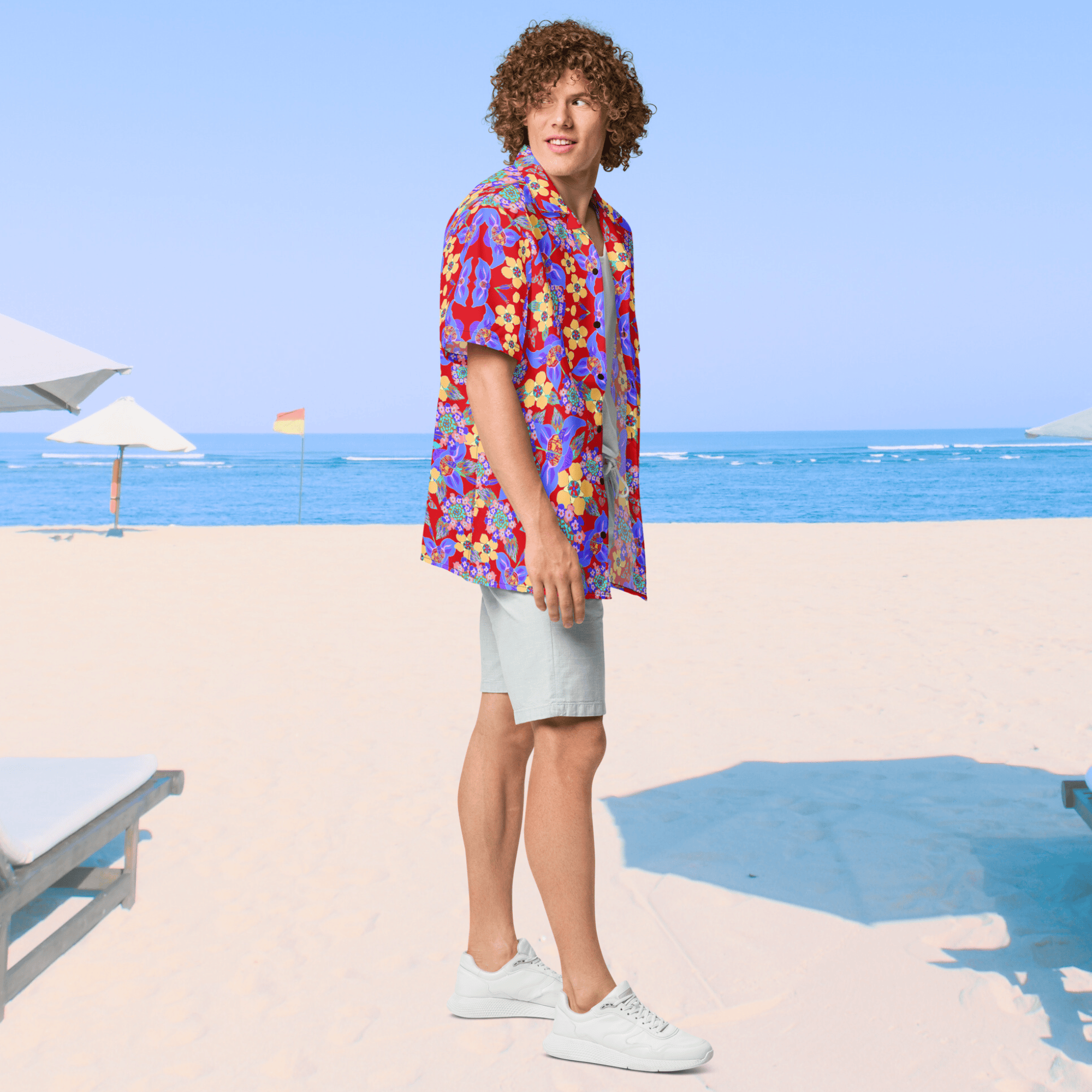 Vibrant Apparel New Zealand CUT-SEW Tropical Floral Oversized Button Shirt – Lightweight Summer Statement Shirt