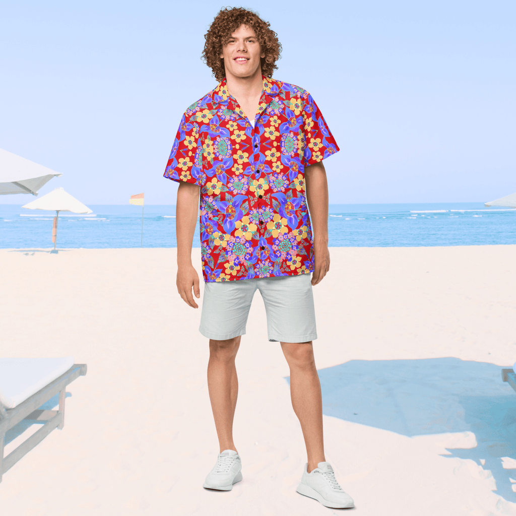 Vibrant Apparel New Zealand CUT-SEW Tropical Floral Oversized Button Shirt – Lightweight Summer Statement Shirt