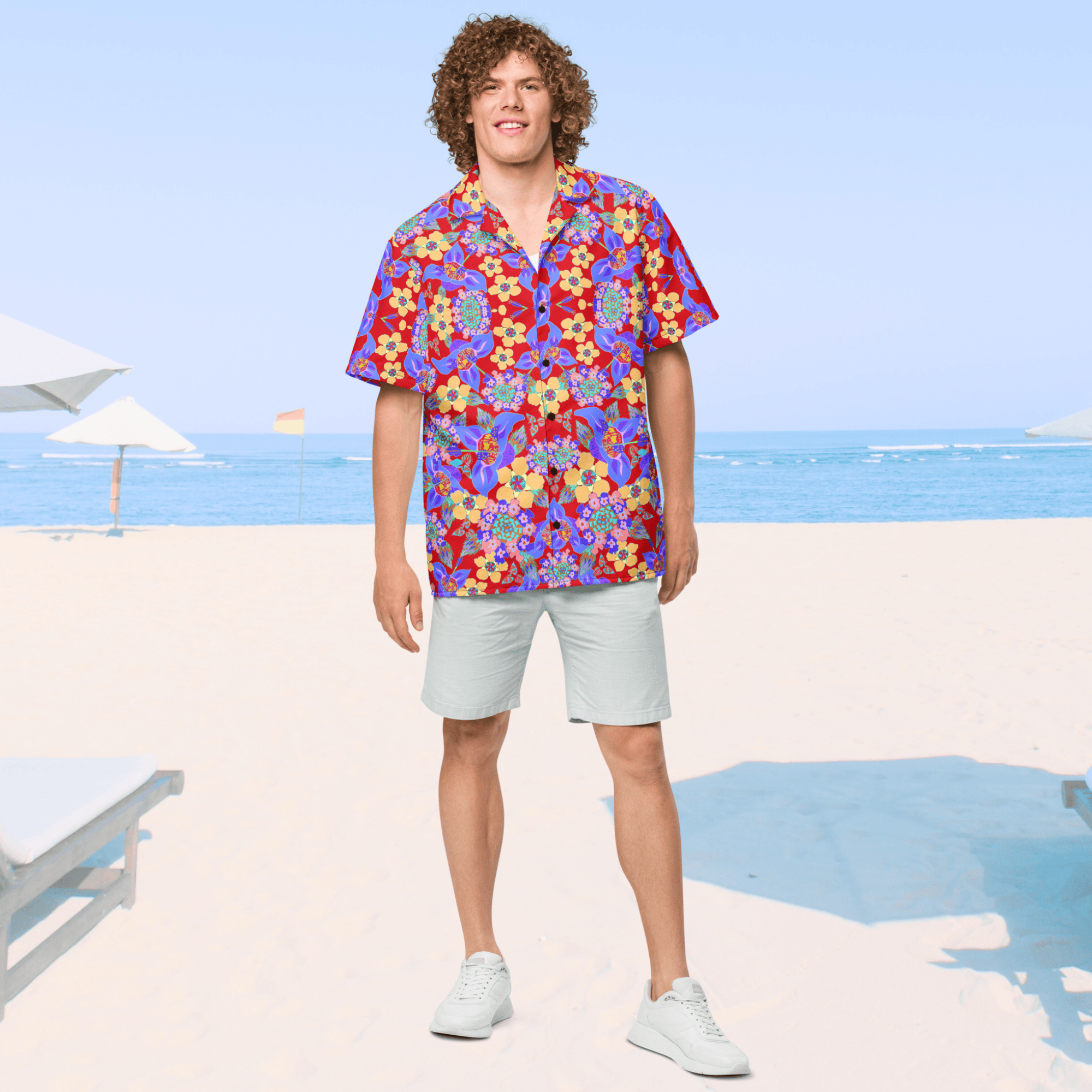 Vibrant Apparel New Zealand CUT-SEW Tropical Floral Oversized Button Shirt – Lightweight Summer Statement Shirt