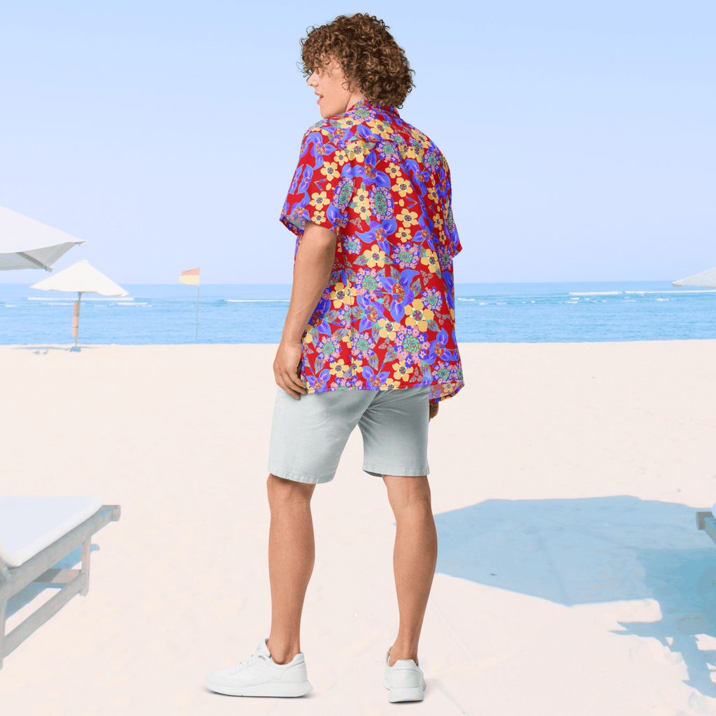 Vibrant Apparel New Zealand CUT-SEW Tropical Floral Oversized Button Shirt – Lightweight Summer Statement Shirt