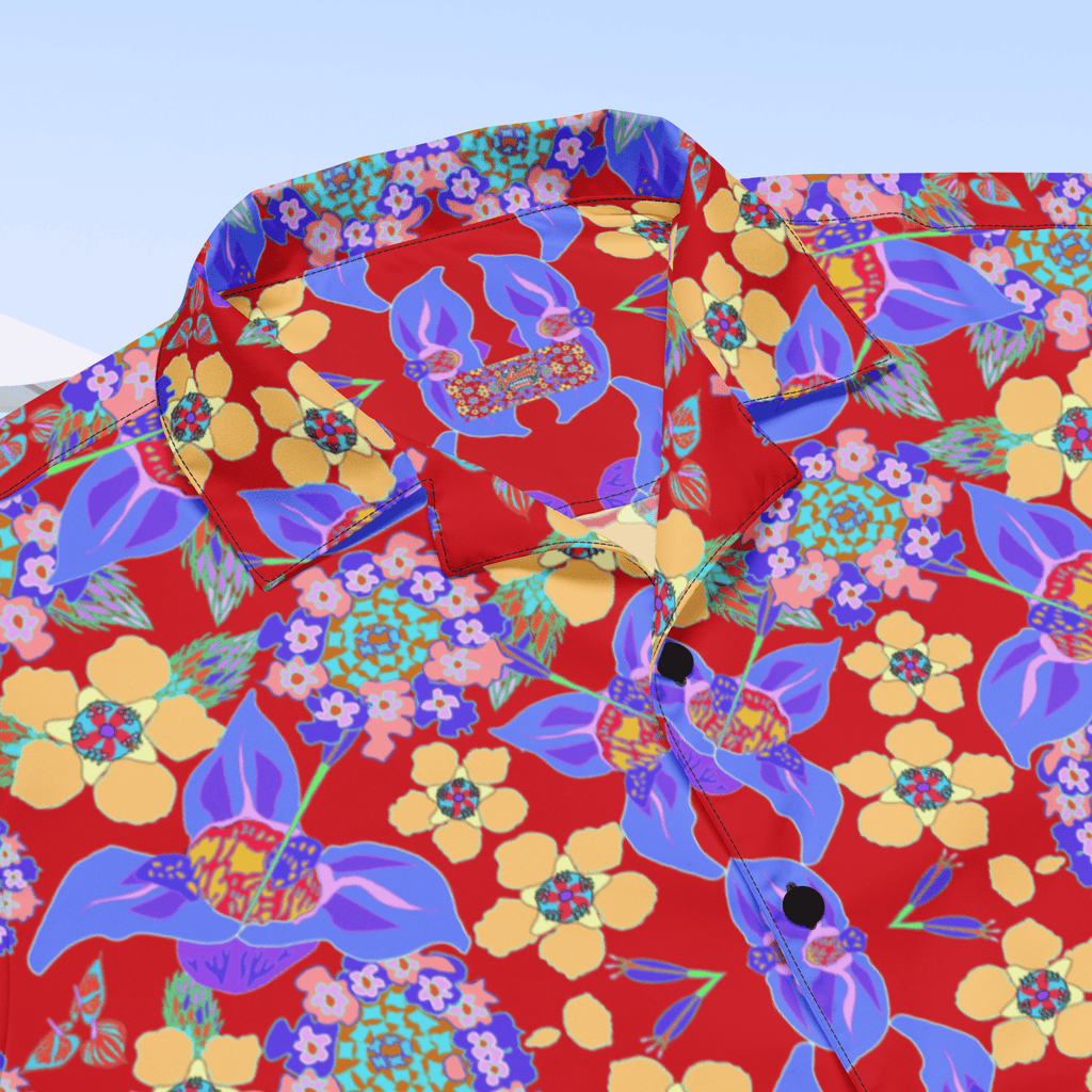 Vibrant Apparel New Zealand CUT-SEW Tropical Floral Oversized Button Shirt – Lightweight Summer Statement Shirt