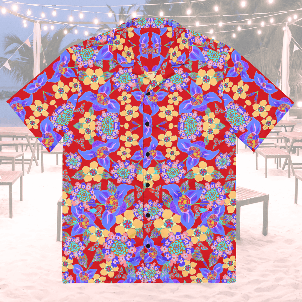 Vibrant Apparel New Zealand CUT-SEW 2XS Tropical Floral Oversized Button Shirt – Lightweight Summer Statement Shirt