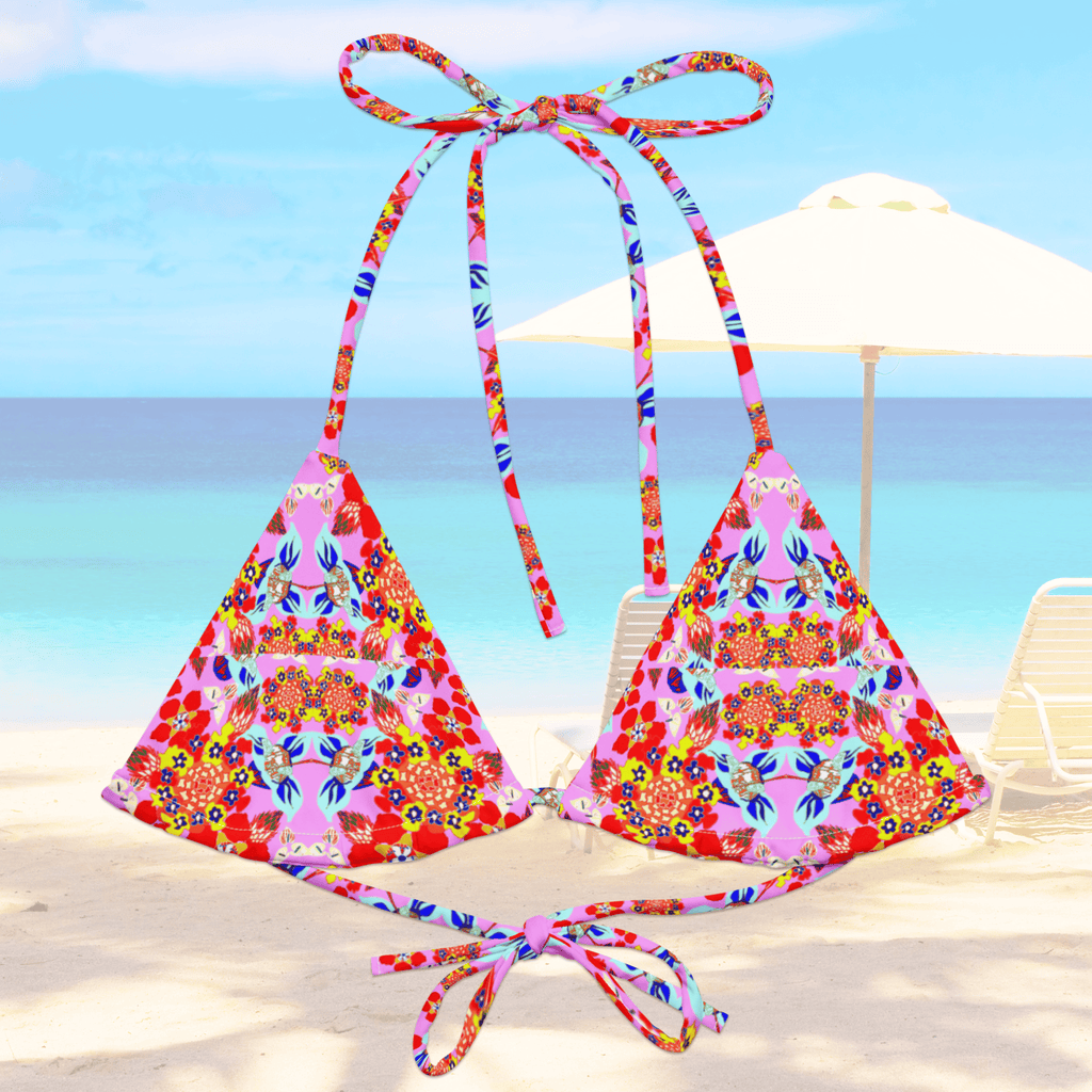Vibrant Apparel New Zealand CUT-SEW 2XS Tropical Floral Recycled Padded String Bikini Top