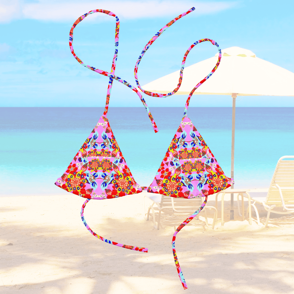 Vibrant Apparel New Zealand CUT-SEW Tropical Floral Recycled Padded String Bikini Top