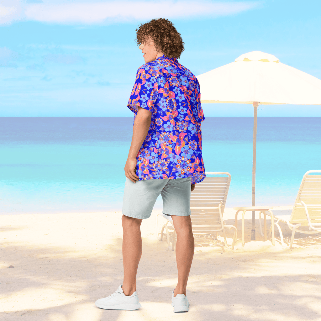 Vibrant Apparel New Zealand CUT-SEW Tropical Floral Oversized Button Shirt – Lightweight Summer Statement Shirt