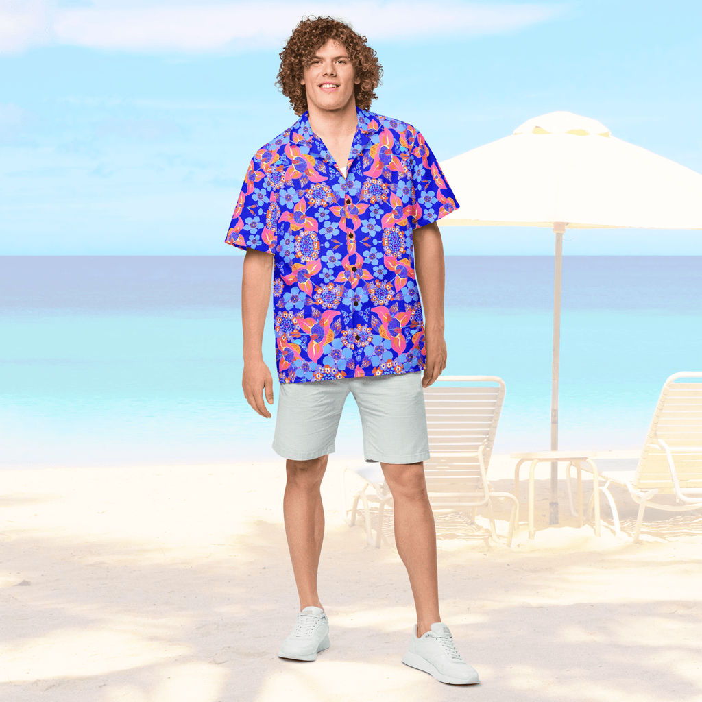 Vibrant Apparel New Zealand CUT-SEW Tropical Floral Oversized Button Shirt – Lightweight Summer Statement Shirt